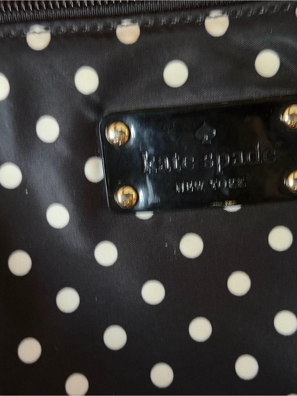kate spade Black and White Polka Dot Tote with red Interior - Picture 3 of 5